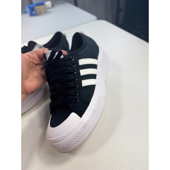 Adidas Nizza Platform Shoes Black White Canvas Sneakers Women's US 10 Trending - Picture 4 of 10